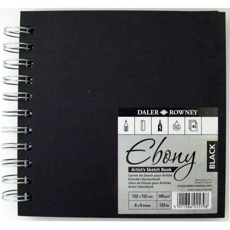  Daler Rowney Ebony Spiral Sketchbooks Black Paper