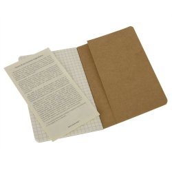 Moleskine set of 3 squared journals - kraft brown -soft cover - Pocket 90 x 140mm