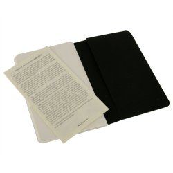 Moleskine set of 3 plain journals - black -soft cover - Pocket 90 x 140mm