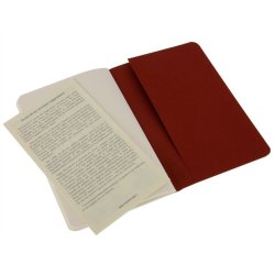 Moleskine set of 3 plain journals - cranberry red -soft cover - Pocket 90 x 140mm