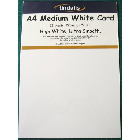 Tindalls A4 Medium White Card 225gsm