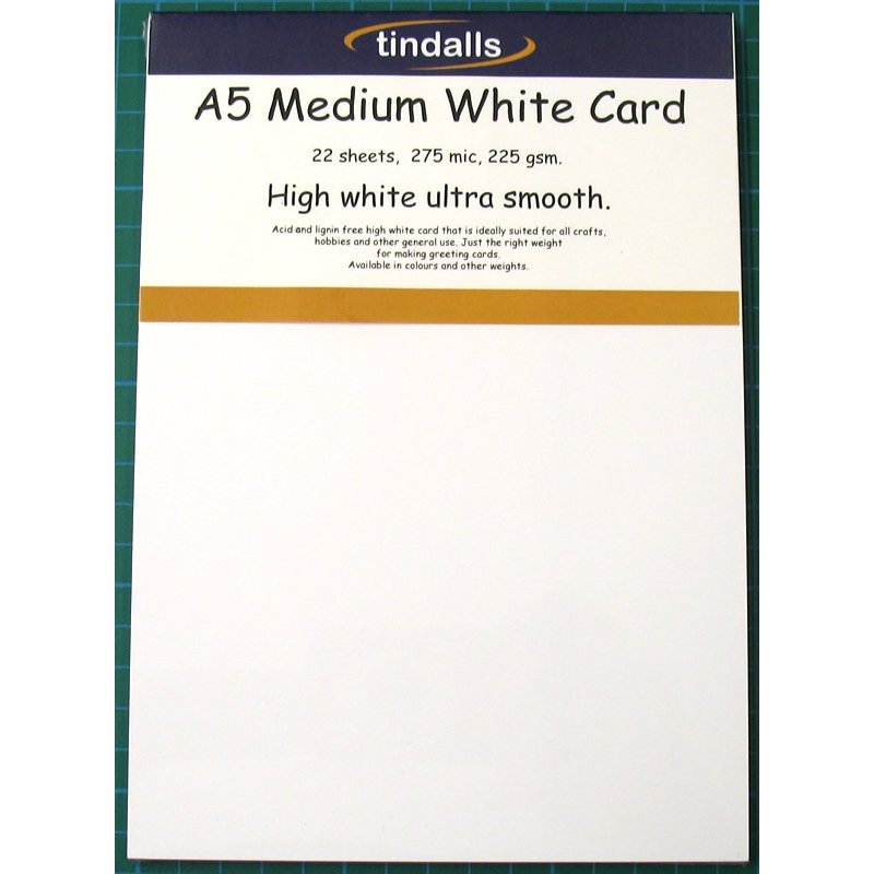 Tindalls A5 Medium White Card 225gsm