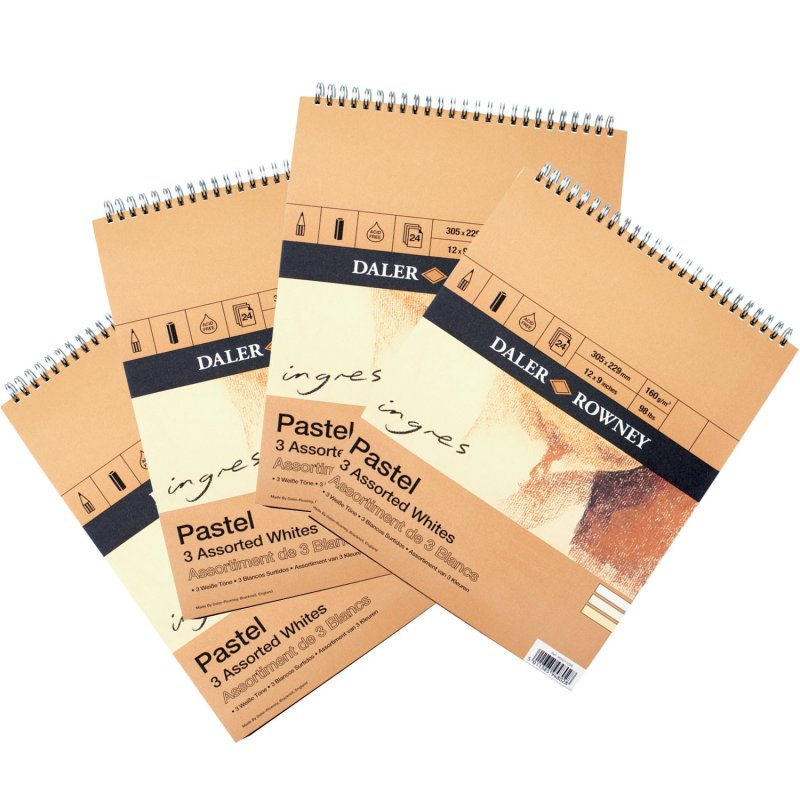 Ingres Pastel Spiral Pad - 3 Assorted Whites