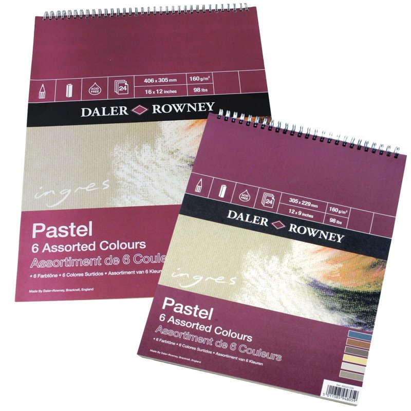 Ingres Pastel Spiral Pad -  6 Assorted Colours