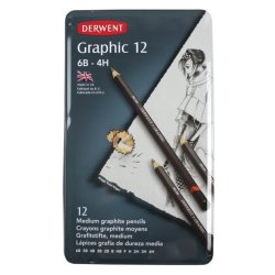 Derwent Graphic Medium Pencils 12 Tin