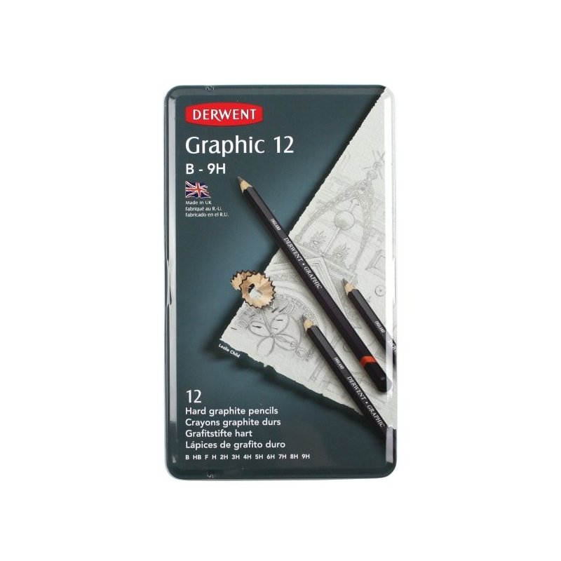 Derwent Graphic Hard Pencils 12 Tin