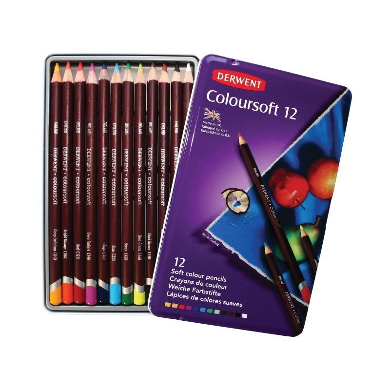 Derwent Coloursoft Pencils Tin of 12