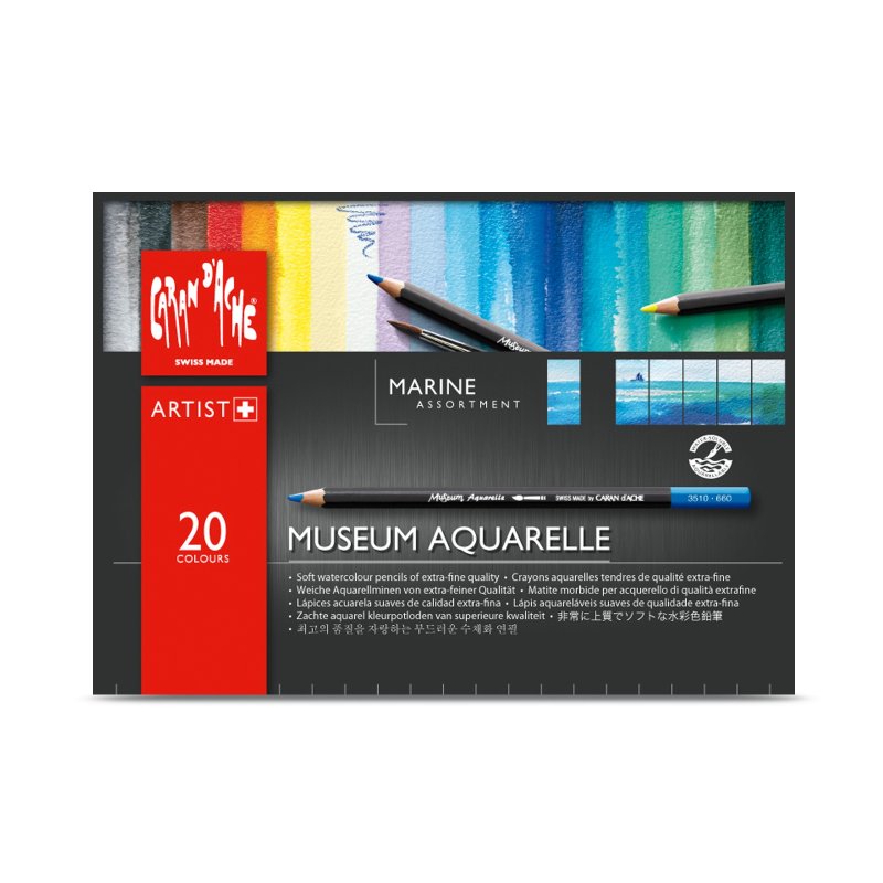 Caran D'Ache Professional Museum Aquarell - box of 20 marine colours