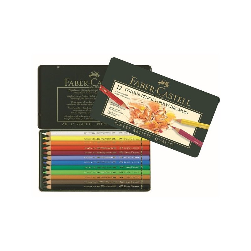 Polychromos artists colour pencils - tin of 12