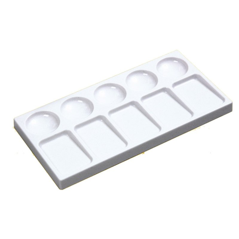 White 3pcs Round FineGood 6 Pcs Paint Tray Palettes Plastic Pallet for Kids Students Beginners 3pcs Ellipse with Thumb Hole 