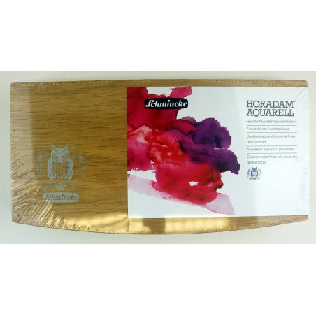 Schmincke Horadam Aquarelle Wooden gift set of 12 x pans +  brush
