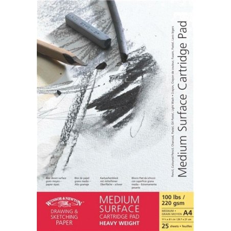 Winsor and Newton Medium surface Cartridge Heavyweight Paper Drawing Pad Gummed 220gsm