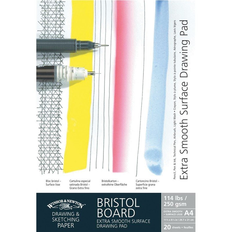 A3 DALER ROWNEY BRISTOL BOARD SMOOTH WHITE CARD AIRBRUSH INK ARTIST PAD 250GSM 