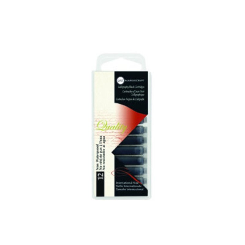 thumbnail image 2 of MANUSCRIPT Black Ink Cartridges – 12 Pack – International Size For Fountain Pens – MC0461CB 2 of 5