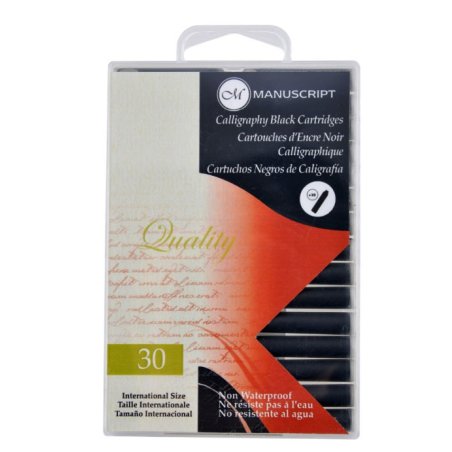 Manuscript pack of 30 ink cartridges - black - non waterproof