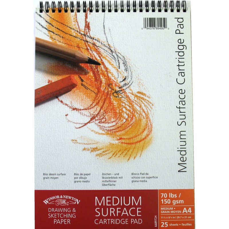 Winsor and Newton Medium Surface Cartridge Paper Drawing Pad Spiral 150gsm