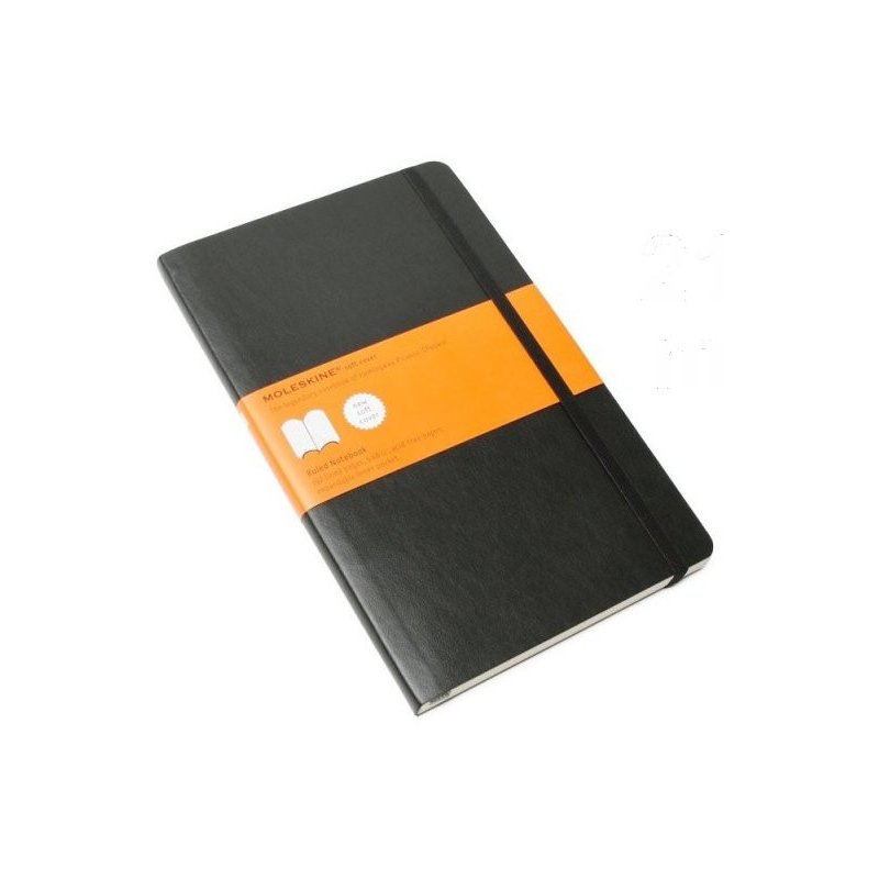 Moleskine Ruled Black Notebook - soft cover - Large 130 x 210mm