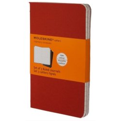 Moleskine set of 3 ruled journals - cranberry red -soft cover - Pocket 90 x 140mm