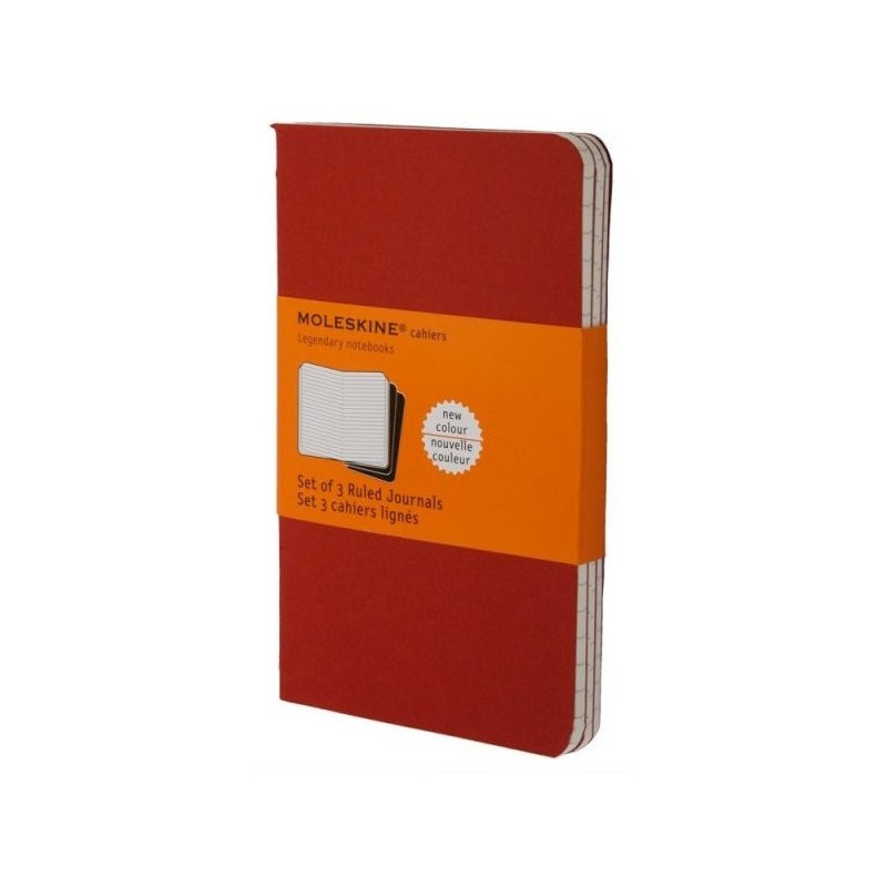 Moleskine set of 3 ruled journals - cranberry red -soft cover - Pocket 90 x 140mm