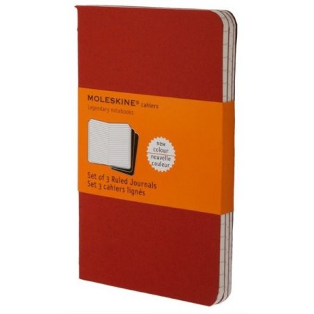 Moleskine set of 3 ruled journals - cranberry red -soft cover - Pocket 90 x 140mm