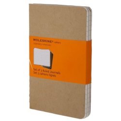 Moleskine set of 3 ruled journals - kraft brown -soft cover - Pocket 90 x 140mm
