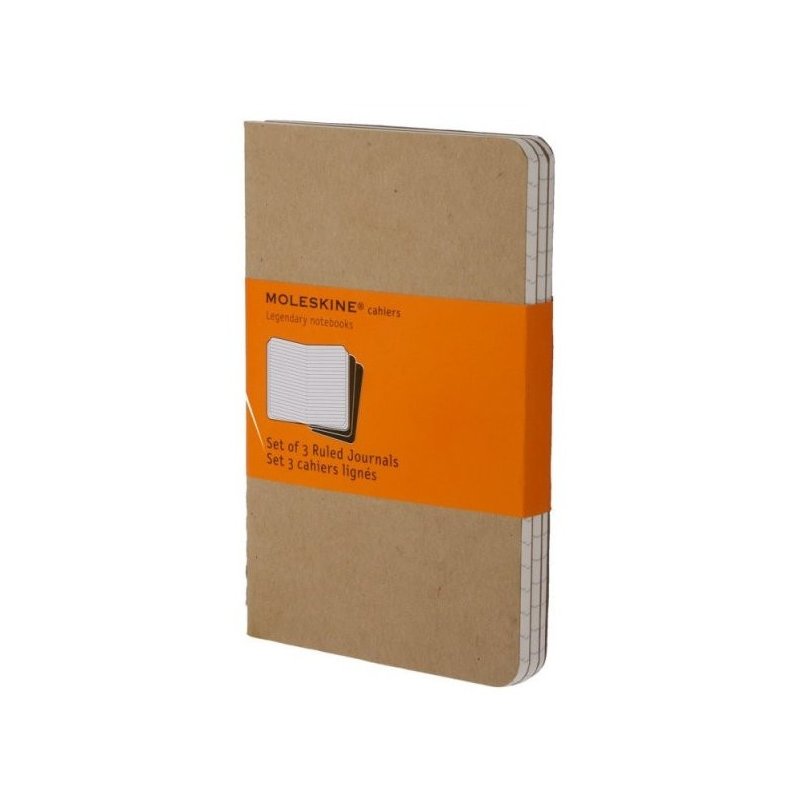 Moleskine set of 3 ruled journals - kraft brown -soft cover - Pocket 90 x 140mm