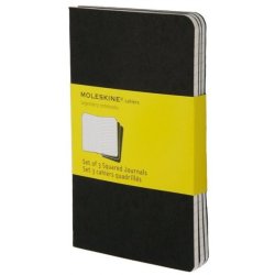 Moleskine set of 3 squared journals - black -soft cover - Pocket 90 x 140mm