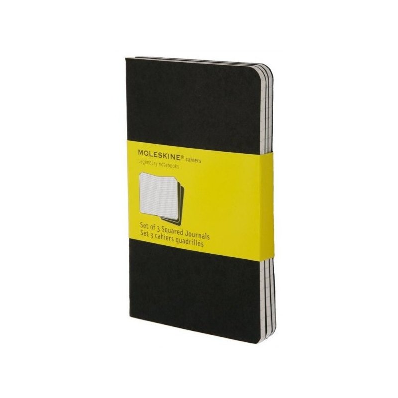 Moleskine set of 3 squared journals - black -soft cover - Pocket 90 x 140mm