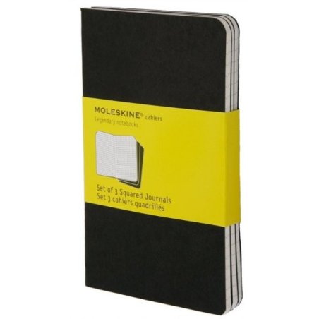 Moleskine set of 3 squared journals - black -soft cover - Pocket 90 x 140mm