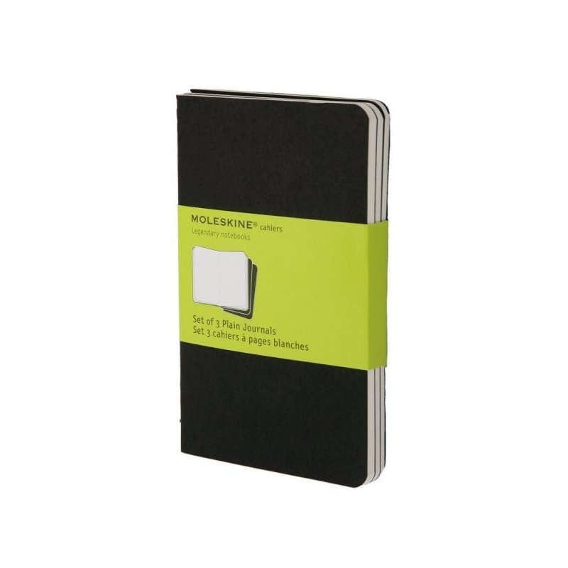 Moleskine set of 3 plain journals - black -soft cover - Pocket 90 x 140mm