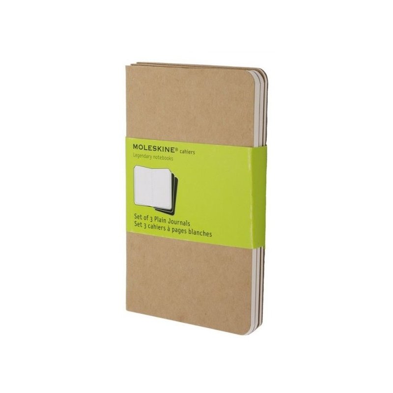 Moleskine set of 3 plain journals - kraft brown -soft cover - Pocket 90 x 140mm