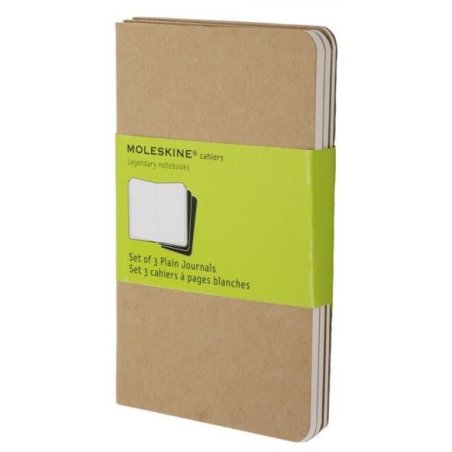 Moleskine set of 3 plain journals - kraft brown -soft cover - Pocket 90 x 140mm