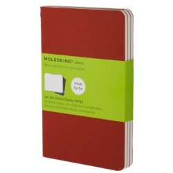 Moleskine set of 3 plain journals - cranberry red -soft cover - Pocket 90 x 140mm