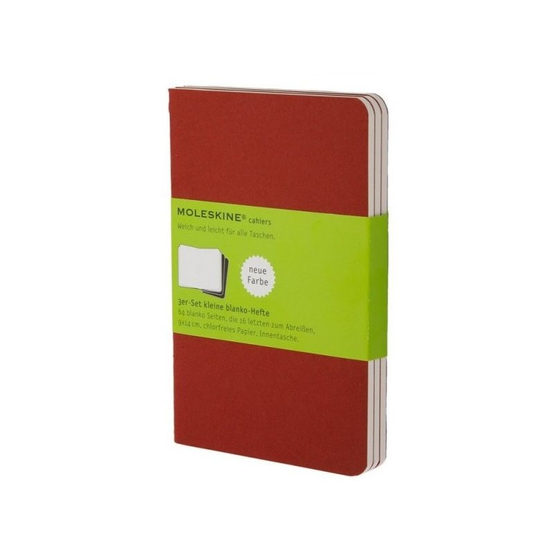 Moleskine set of 3 plain journals - cranberry red -soft cover - Pocket 90 x 140mm