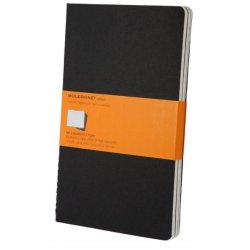 Moleskine set of 3 ruled journals - black -soft cover - Large 130 x 210mm