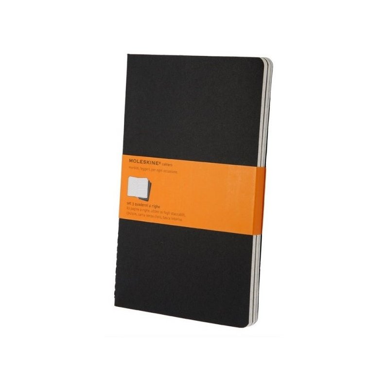 Moleskine set of 3 ruled journals - black -soft cover - Large 130 x 210mm