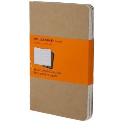 Moleskine set of 3 ruled journals - kraft brown -soft cover - Large 130 x 210mm