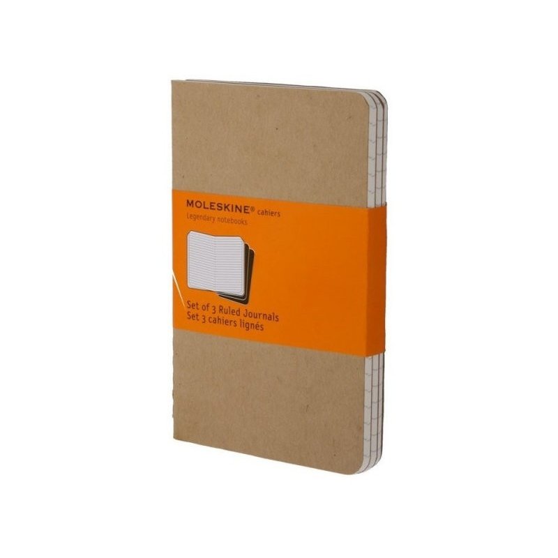 Moleskine set of 3 ruled journals - kraft brown -soft cover - Large 130 x 210mm