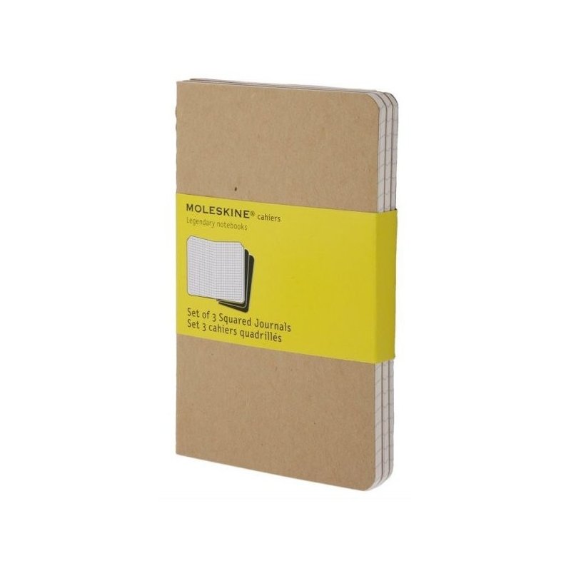 Moleskine set of 3 squared journals - kraft brown -soft cover - Large 130 x 210mm