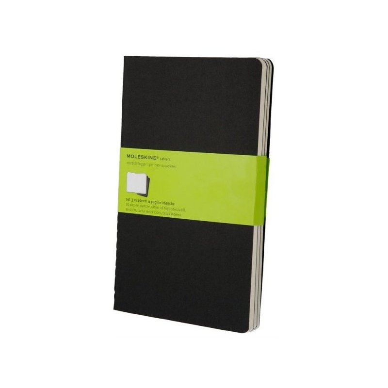 Moleskine set of 3 plain journals - black -soft cover - Large 130 x 210mm