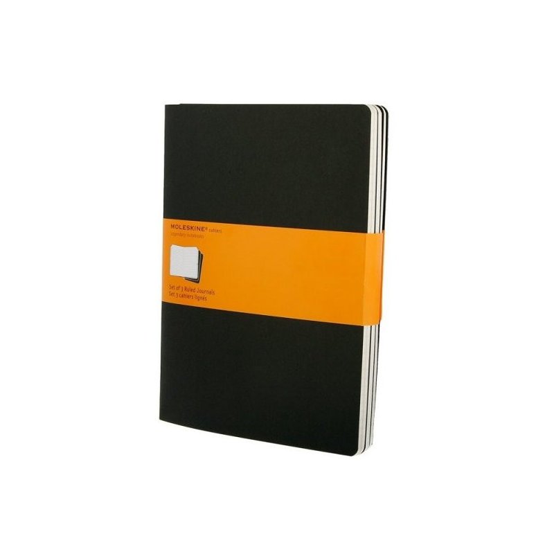 Moleskine set of 3 ruled journals - black -soft cover - X Large 190 x 250mm