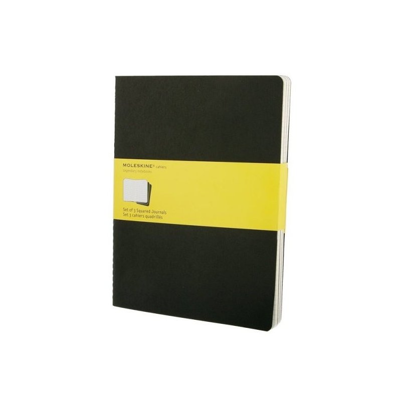 Moleskine set of 3 squared journals - black -soft cover - X Large 190 x 250mm