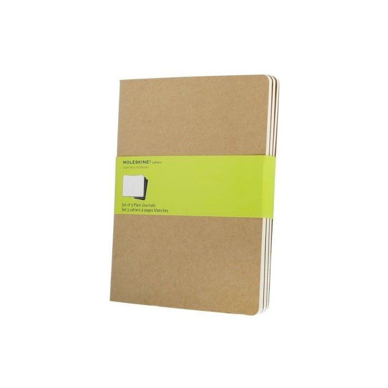 Moleskine set of 3 plain journals - kraft brown - soft cover - X Large 190 x 250mm
