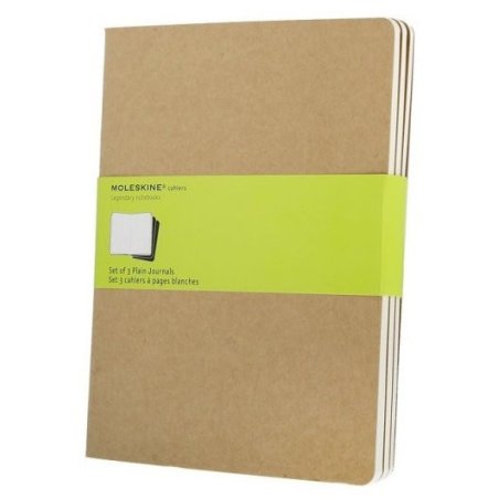 Moleskine set of 3 plain journals - kraft brown - soft cover - X Large 190 x 250mm