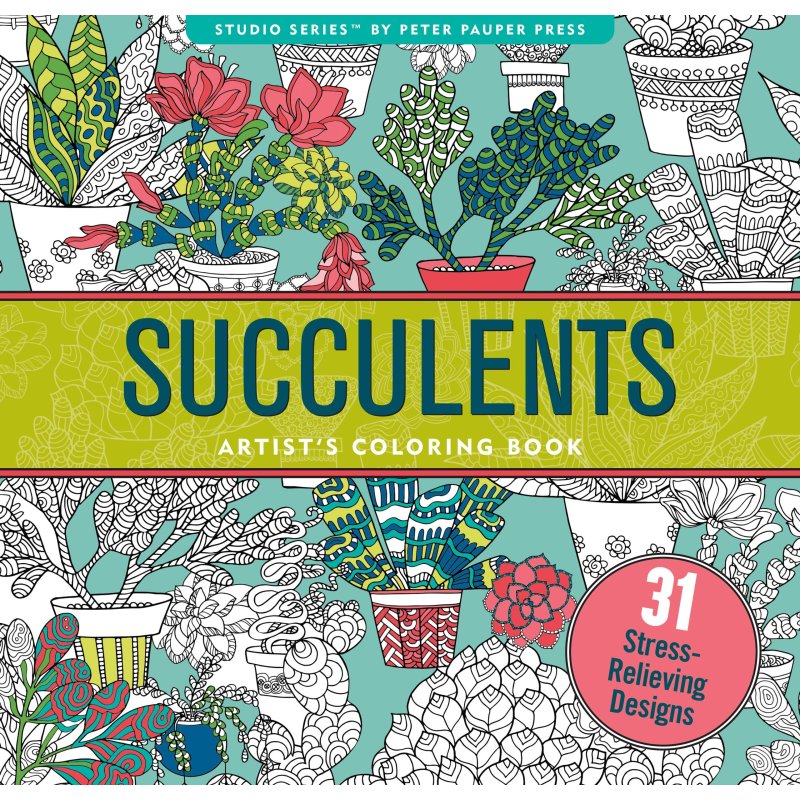 Succulents Artists Adult Coloring Book