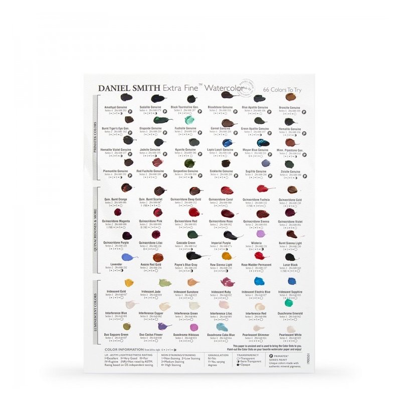 DANIEL SMITH Extra Fine Watercolor 66 Dot Try It Card DANIEL SMITH Extra Fine Watercolor 66 Dot Try It Card