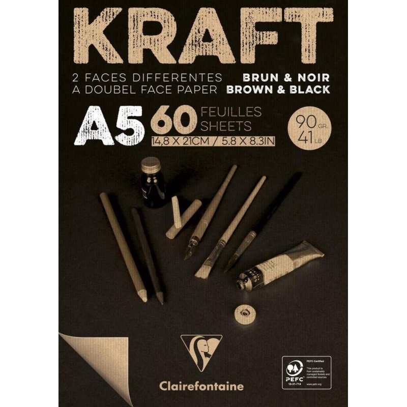 Brown & Black laid Kraft 90g A5 60sh pad