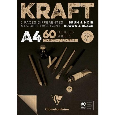 Brown & Black laid Kraft 90g A4 60sh pad
