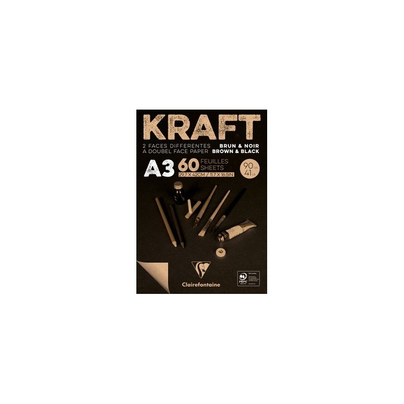 Brown & Black laid Kraft 90g A3 60sh pad