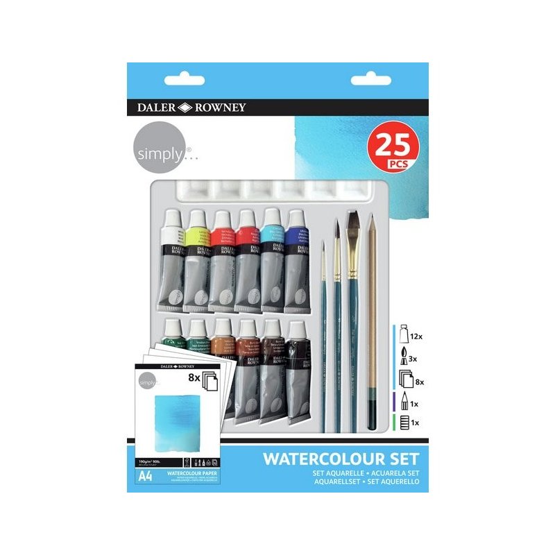 Daler Rowney Simply Watercolour 25 Piece Set Daler Rowney Simply Watercolour 25 Piece Set